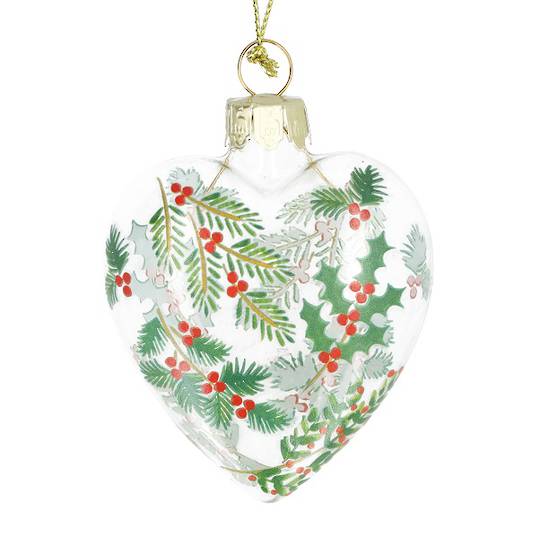 INDENT - Pack 12, Glass Heart Clear, Kinfolk 7cm